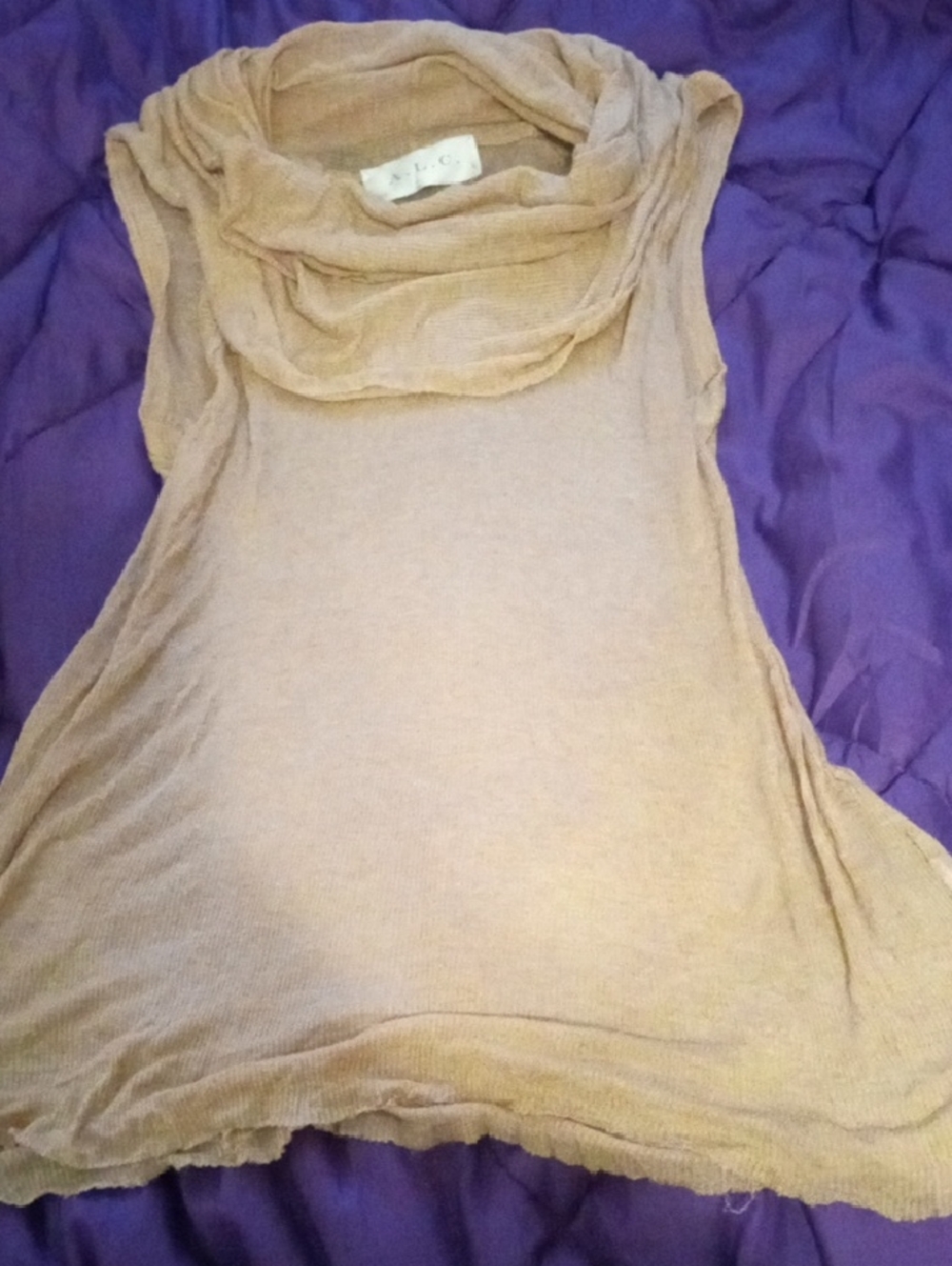 A.L.C. Sleeveless Cowl Neck Tunic in Beige